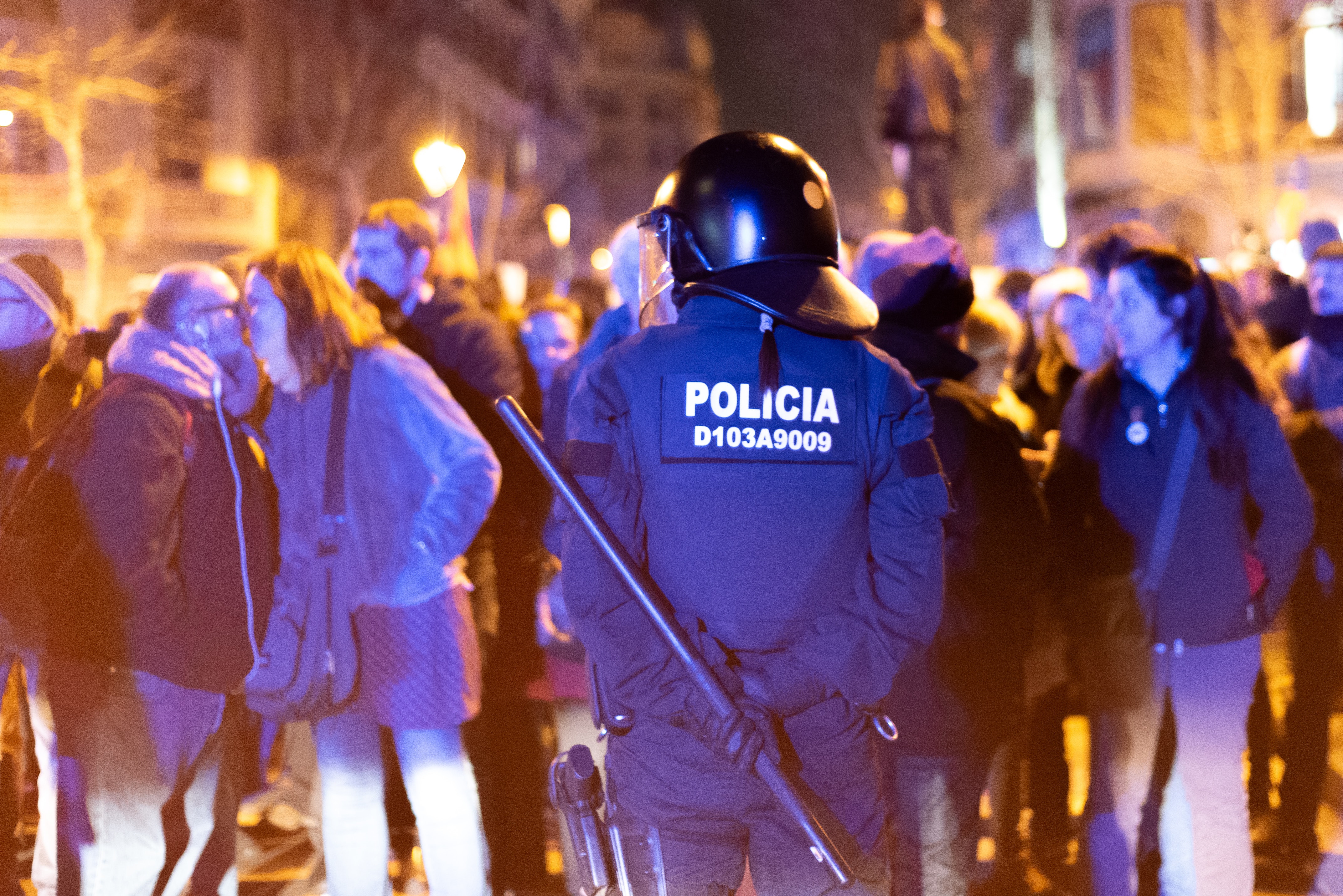 Police preventing a protest from getting out of hand